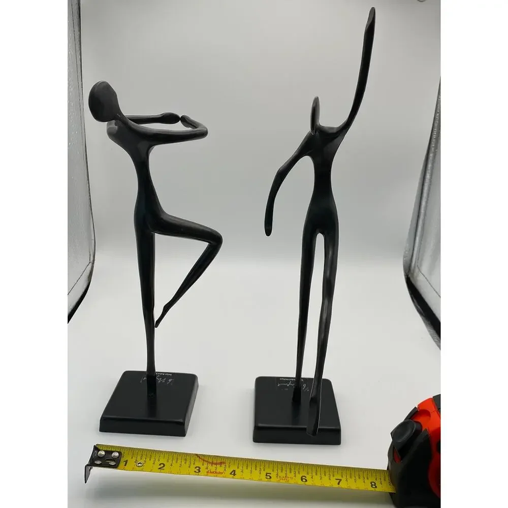 Pair Bodrul Khalique Modern Abstract Metal Dancer Sculptures
